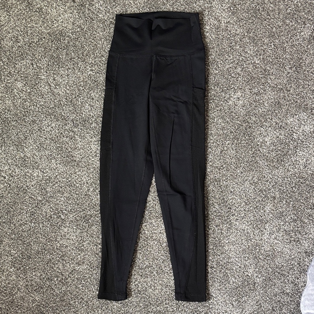 Aerie High-Waist Black Mesh-Panel Leggings